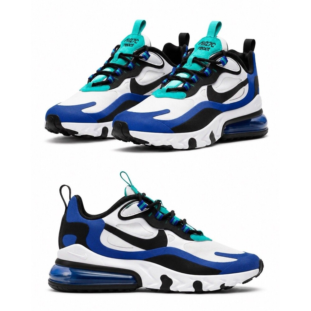 Nike Air Max 270 React GS BQ0103-105 Youth Size 4Y Blue Teal White Sneakers